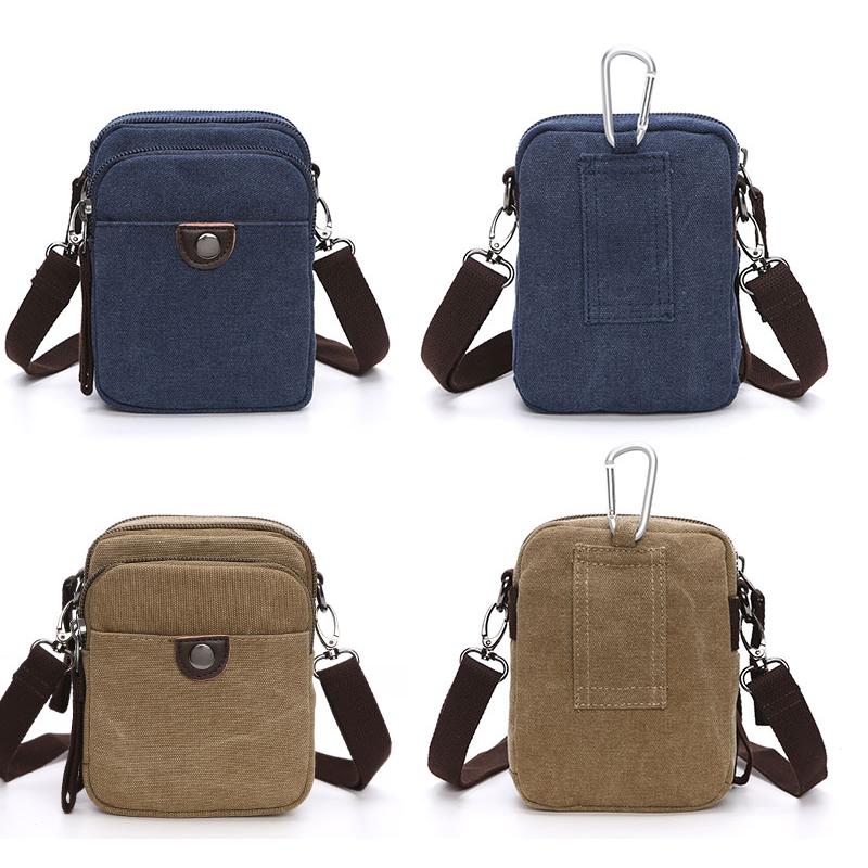 メッセンジャーバッグ 2way ミニショルダーバッグ ファスナー付き ウエストバッグ 無地 キャンバス 帆布 ズック メンズ 男女兼用 肩掛け 自転車鞄かばん 7色選 |  | 03