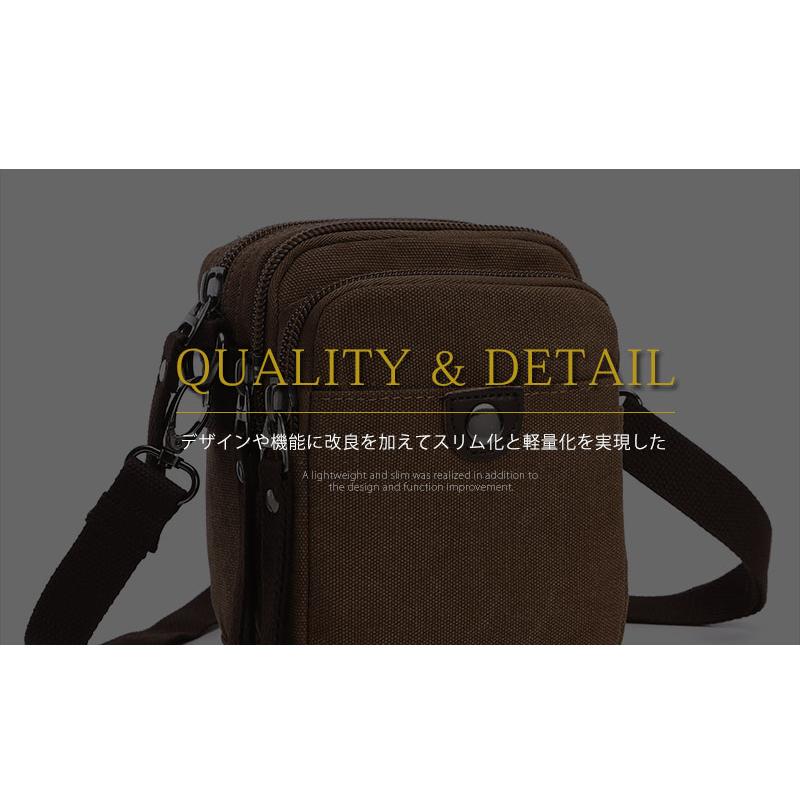 メッセンジャーバッグ 2way ミニショルダーバッグ ファスナー付き ウエストバッグ 無地 キャンバス 帆布 ズック メンズ 男女兼用 肩掛け 自転車鞄かばん 7色選 |  | 05