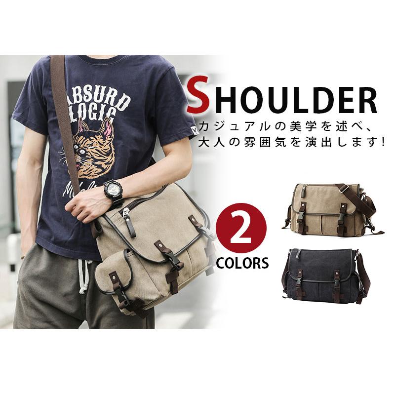 メッセンジャーバッグ ショルダーバッグ 大きめ 無地 耐久性キャンバス 帆布 ズック メンズ レディース 男女兼用 斜めがけ 自転車鞄 通学通勤 工具鞄 A4書類 |  | 07
