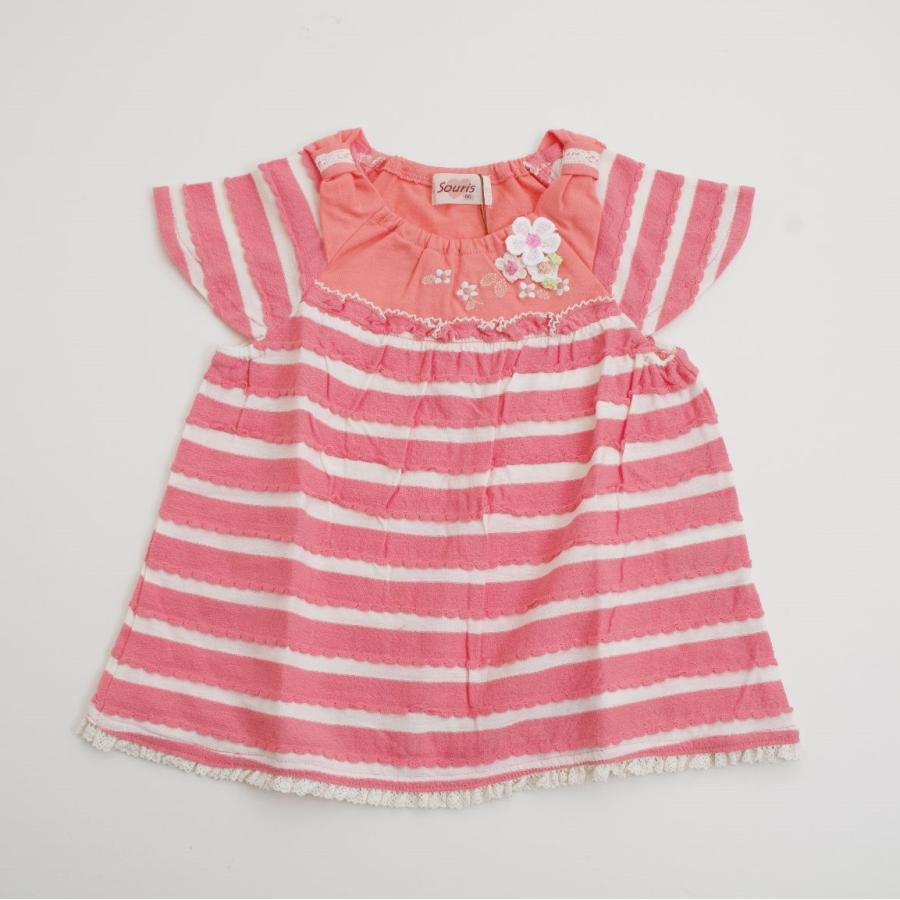 送料無料 Souris（スーリー）Tシャツ 濃ピンク80cm（164139