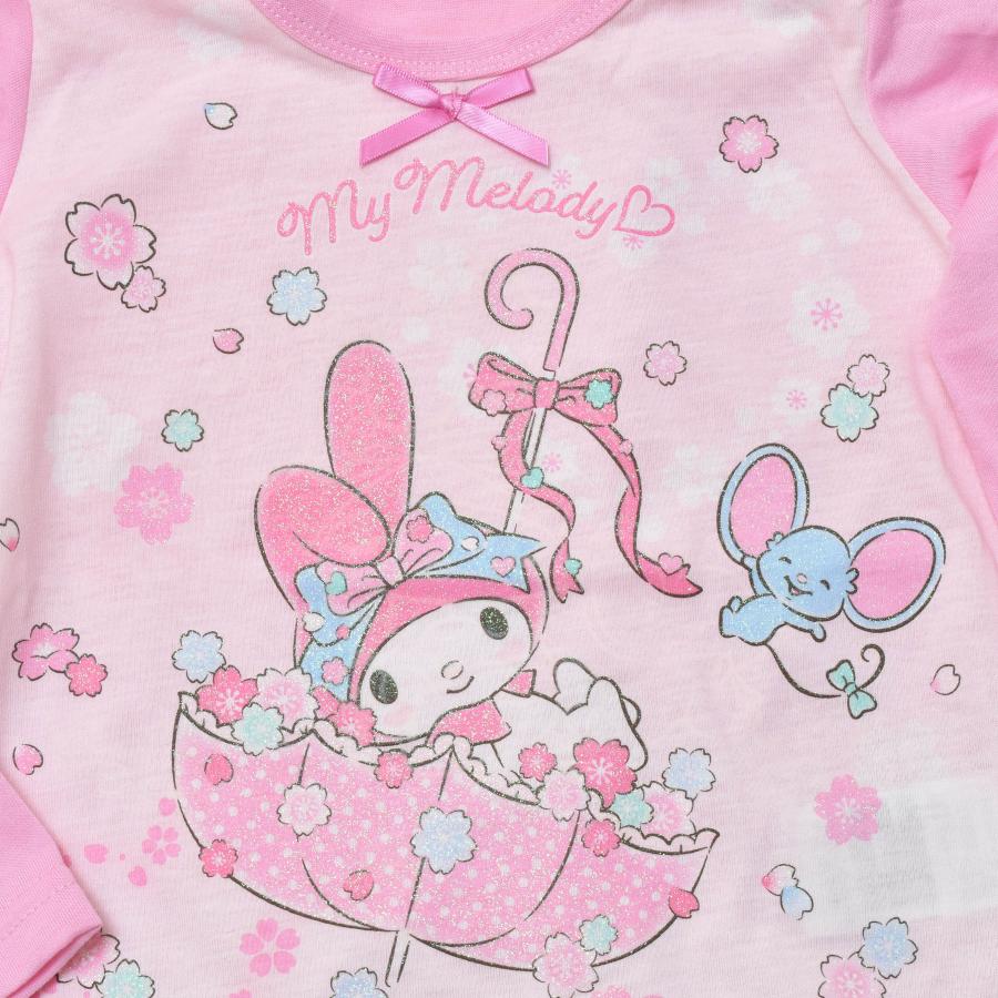マイメロディ 送料無料♪ サンリオ 光る長袖Tシャツ生地 パジャマ 蓄光