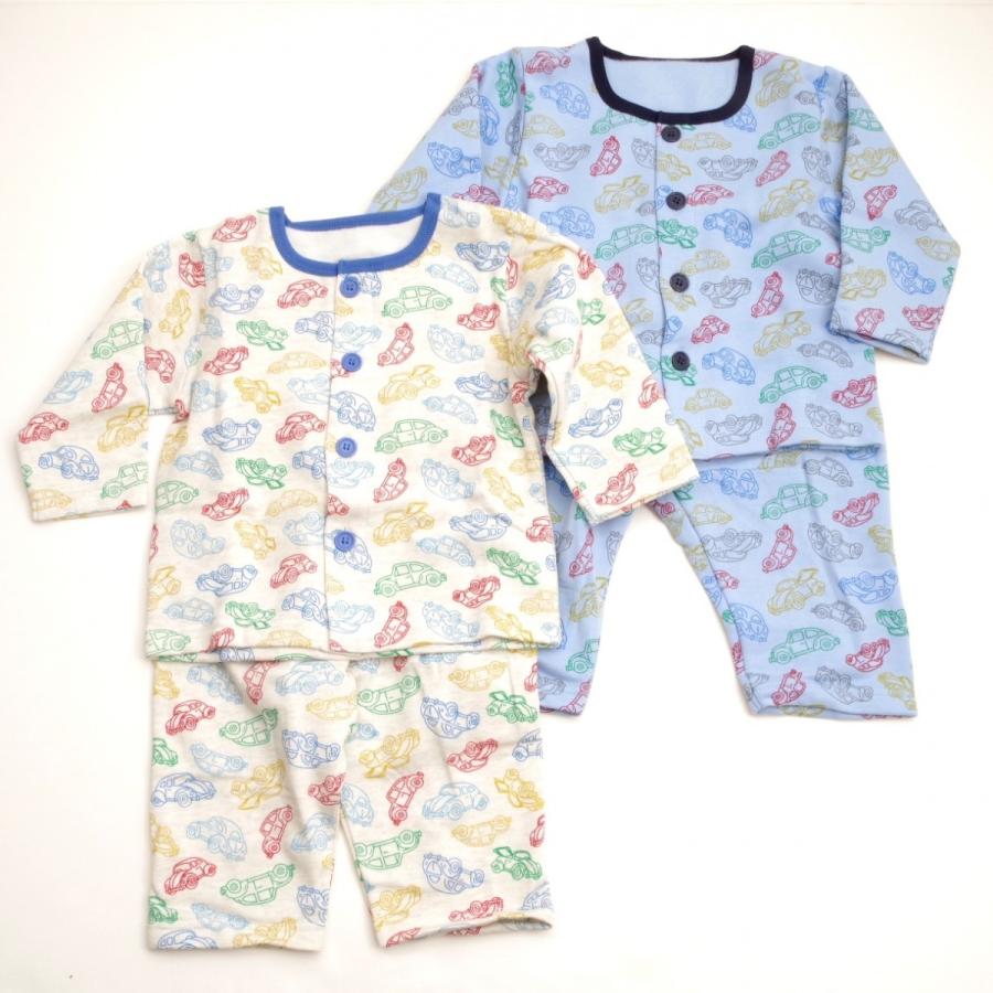 裏毛起毛生地の腹巻付き長袖パジャマ くるま 80cm/90cm/95cm 