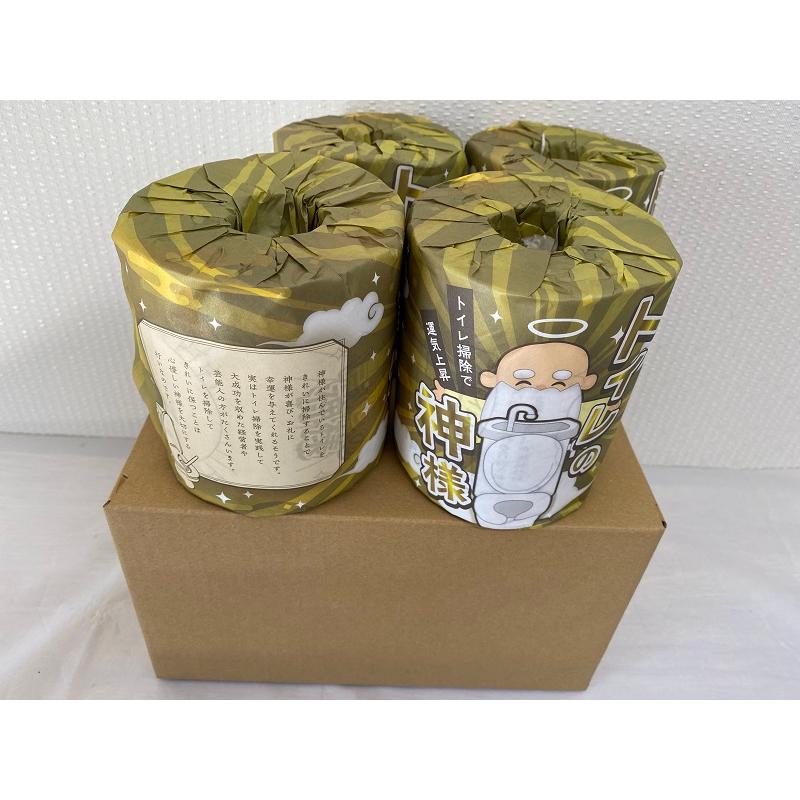 ★トイレの神様柄トイレットペーパーダブル巻／個包装／4ロール★1ロールづつ包装紙で包みラッピングしました(^^♪ディスプレイ・贈答・プレゼントにも最適 | 