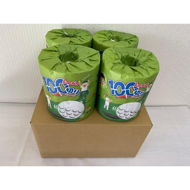 Let's100切り応援メッセージ！ゴルフトイレットペーパー★ダブル巻／個包装／4ロール★1ロールづつラッピング(^^♪ディスプレイ・贈答・プレゼントにも最適 | 