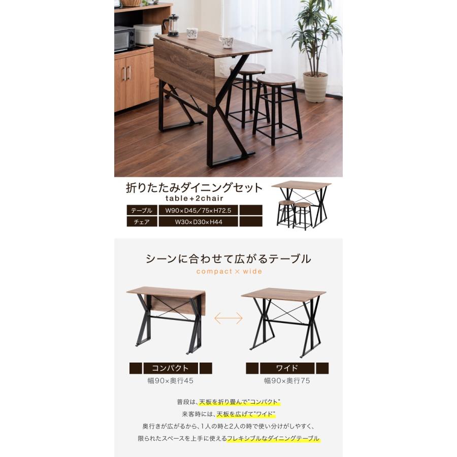 ダイニングセット 折りたたみ ダイニングテーブル チェア 2点 セット 2