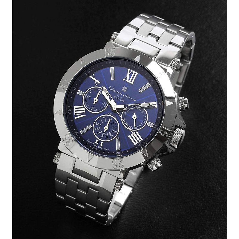 品質は非常に良い サルバトーレマーラ腕時計 ウォッチ 電波ソーラー クロノグラフ 限定モデル イタリアブランド ブルー メンズ