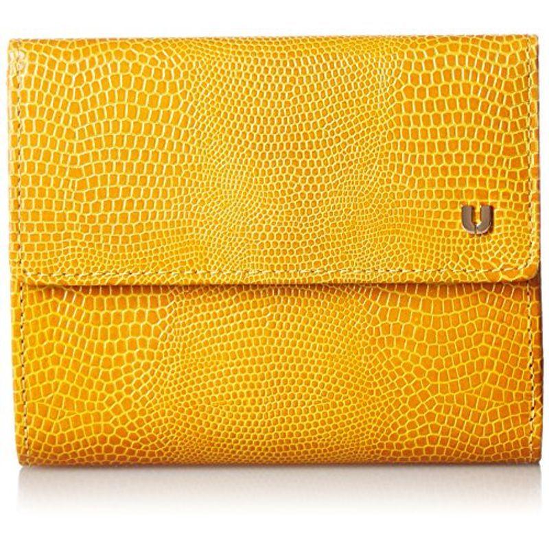 ユー バイ ウンガロ 折財布 ピエッツ 牛革 リザード型押し 外小銭ポケット付き 二つ折り UULW6HS3 イエロー