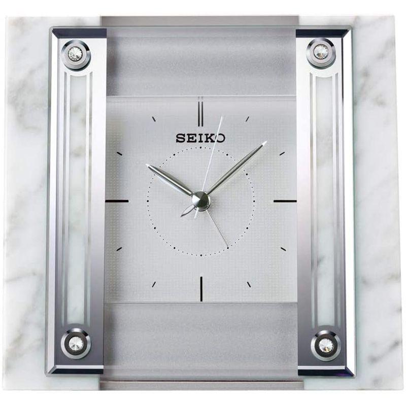 セイコークロック 置時計 白大理石 105x120x67mm QK737W 人気スポー