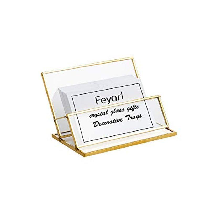 Feyarl 名刺スタンド 名刺立て カード立て ガラス オフィス 真鍮 ゴールド Npyl9frfuf Kuyopipeline Com