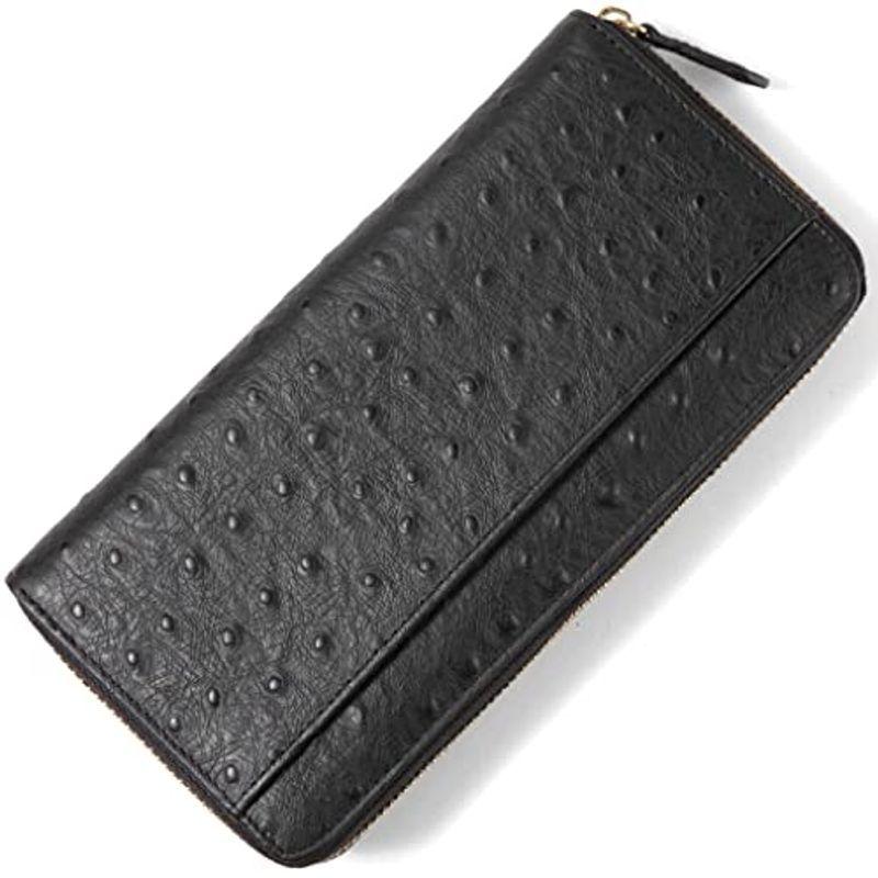 Tofulm 長財布 レディースファッション 財布 本革 高級 財布 帽子 ファッション小物 ダチョウ柄 ブランド 大容量 財布 ボックス型 カード収納 ラウンドファスナー チェック 人気 もりくまショップ 小銭入れ