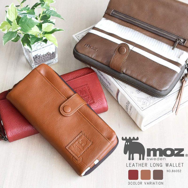 モズ moz 長財布 レディース 本革 大容量 ラウンドファスナー＆フラップ 財布 NO.86052 (レッド) moz 長財布 レディース 本革 大容量 ラウンドファスナー＆フラップ 財布 NO レッド