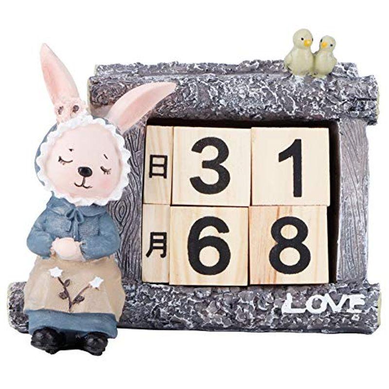 卓上 カレンダー 万年 日めくりカレンダー ブロックカレンダー うさぎ 置物 耐久性 装飾 かわいい 誕生日プレゼント カレンダー Www Bollywoodpapa Com