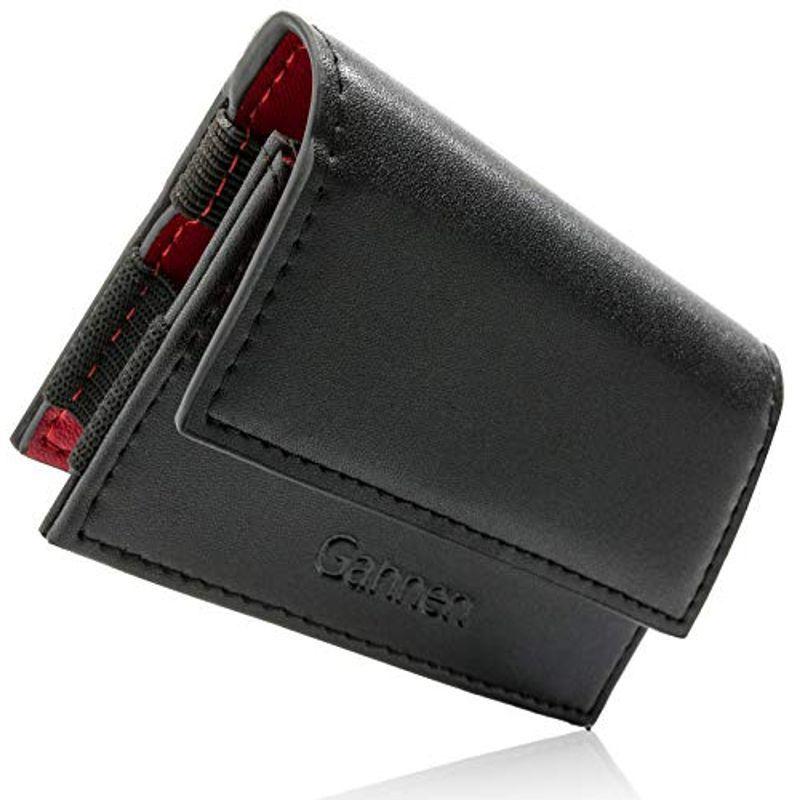 名作 ゲーネン キャッシュレス矯正 財布 小さい メンズ (ヴィーガンレザー, ブラック×レッド) IDカードケース