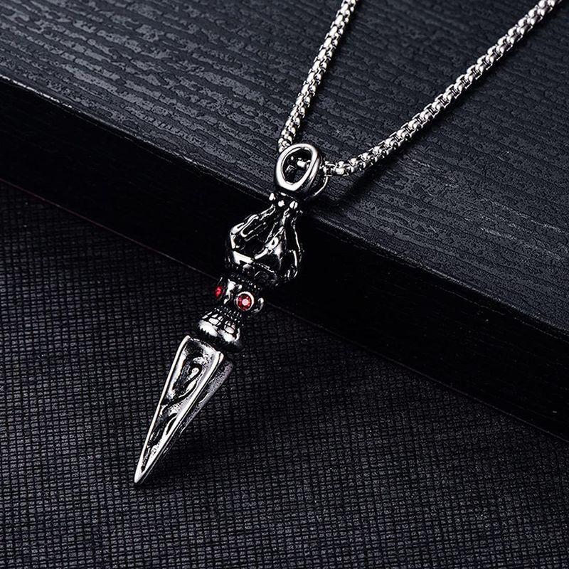 人気カラーの 矢印 降魔棒 カッコいい シルバー メンズ ネックレス Rockyu 赤色 ス ベネチアンチェーン おしゃれ ペンダント ダーツ ジルコニア ネックレス ペンダント Grandprixlagoranco Cl