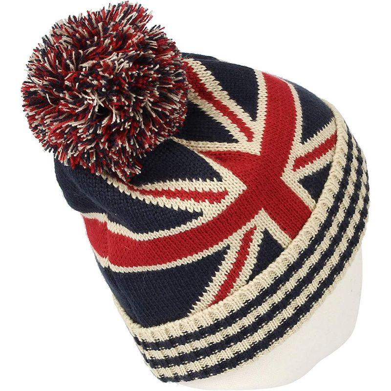 56％以上節約 WITHMOONS 帽子 ポンポン付暖かい冬用ニット帽 イギリス国旗 JZP0027 (White) 