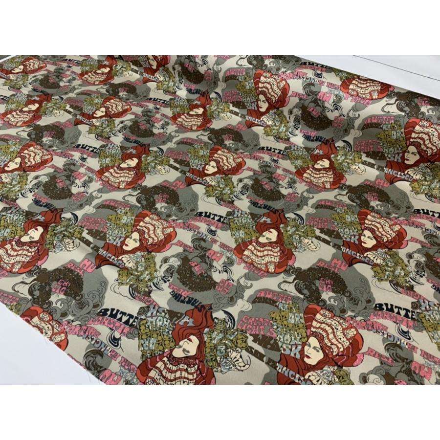 洋柄 プリント ラメ ツイル 生地【50cmあたり250円】 | 