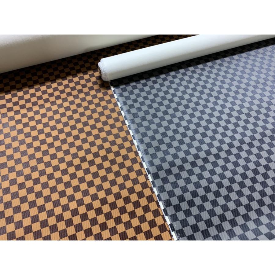 市松柄　タタミ風　ビニール　PVC　生地【50cmあたり450円】チョコ | 