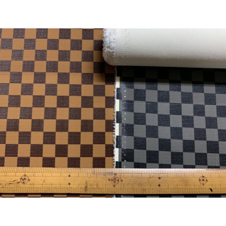市松柄　タタミ風　ビニール　PVC　生地【50cmあたり450円】チョコ |  | 01