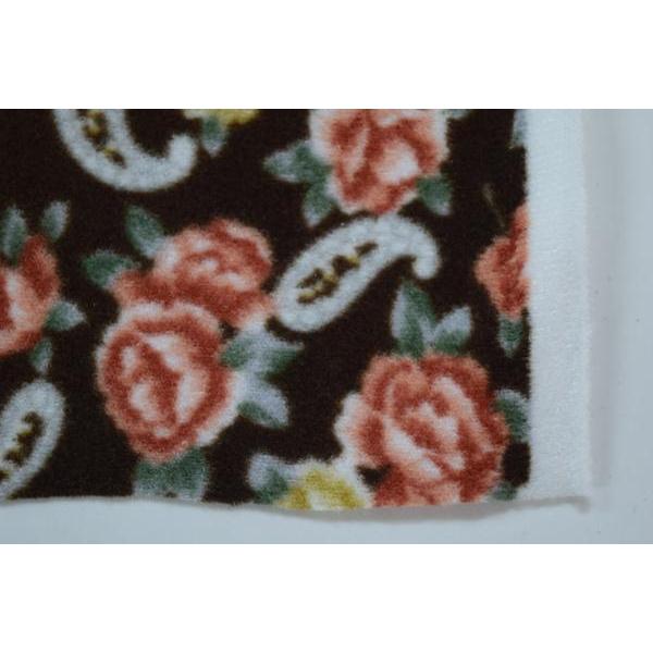 バラ柄 シャーリング 起毛 生地 【50cmあたり250円】茶 |  | 01