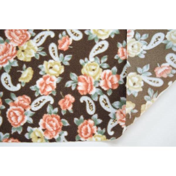 バラ柄 シャーリング 起毛 生地 【50cmあたり250円】茶 |  | 02