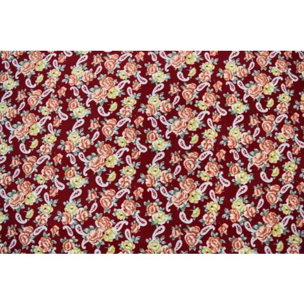 バラ柄 シャーリング 起毛 生地【 50cmあたり250円 】赤 | 
