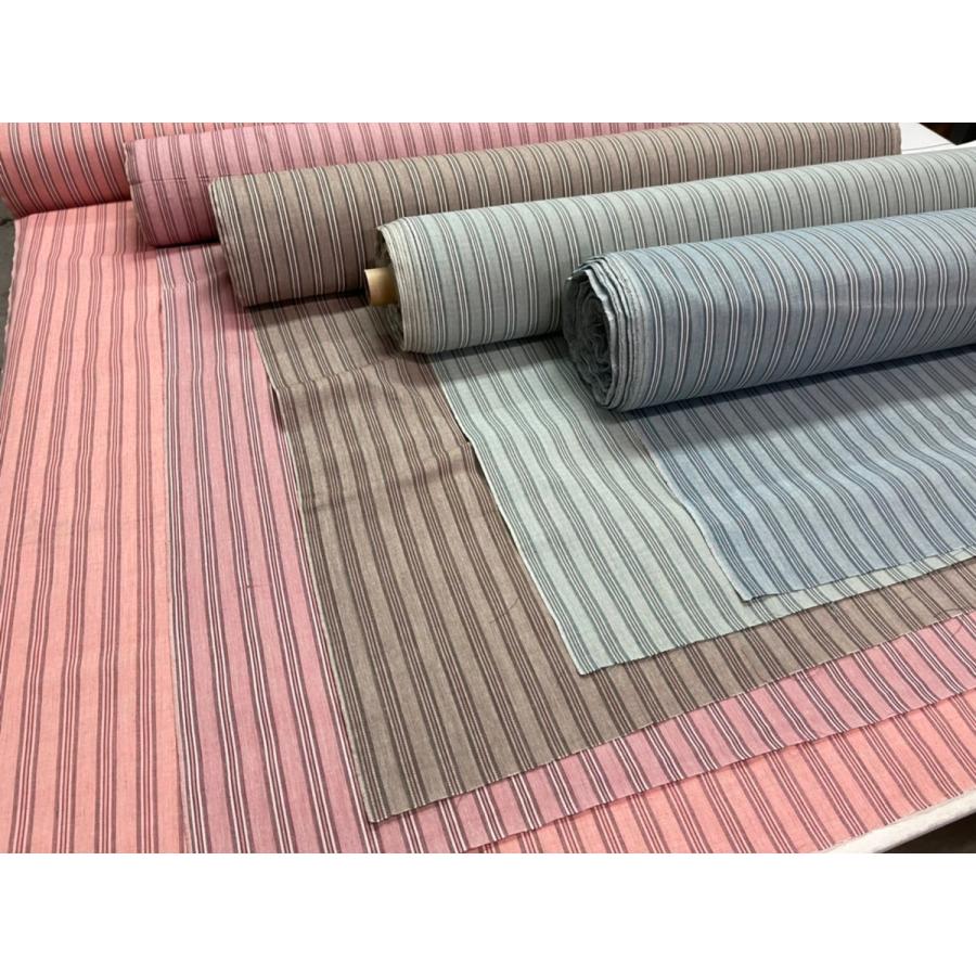 ストライプ 麻混 薄手 生地 ブラウン 【50cmあたり200円】 | 