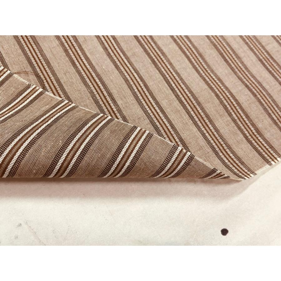 ストライプ 麻混 薄手 生地 ブラウン 【50cmあたり200円】 |  | 02