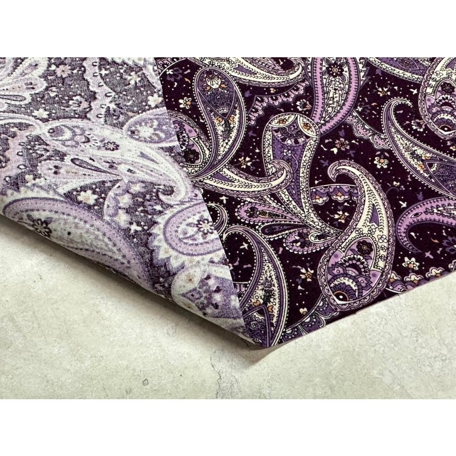 ペイズリー　パープル　シーチング　薄手　生地　プリント【50cmあたり250円】 |  | 02