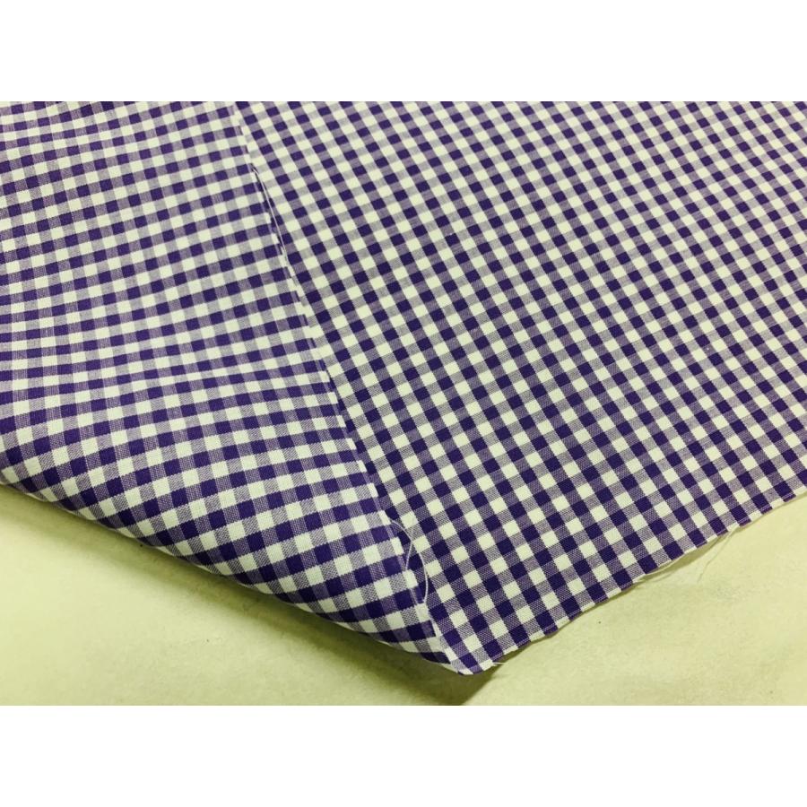 ギンガム チェック パープル 綿 シーチング 薄手 生地 はぎれ【50cmあたり250円】 |  | 02