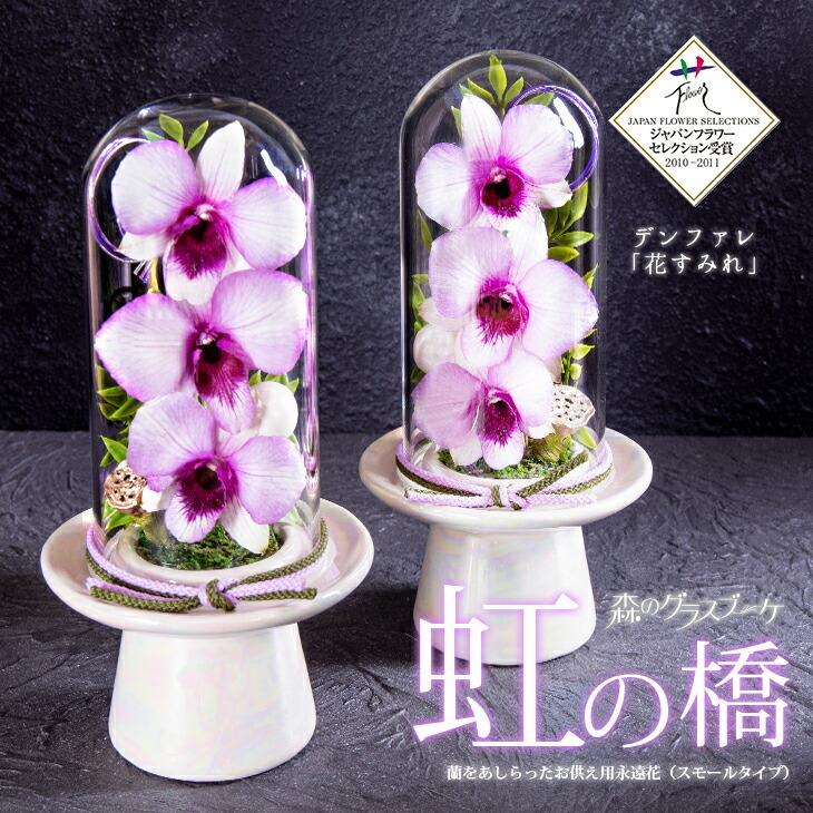 枯れない洋ラン 国産ボトルフラワー 森のグラスブーケ 虹の橋 小型 お仏壇専用sサイズ 洋蘭 花すみれ デンファレ を使用した永遠花 Niji1 森水木のラン屋さん ヤフー店 通販 Yahoo ショッピング
