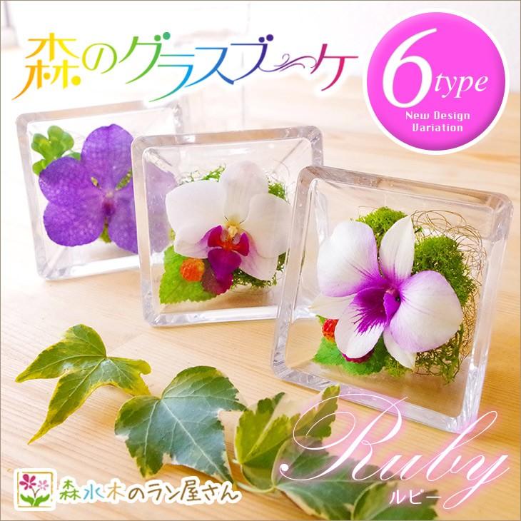 枯れない洋ラン 国産ボトルフラワー 森のグラスブーケ ルビー 洋蘭デンファレ等を使用 お手入れ不要でどこにでも置ける Rubyset 森水木のラン屋さん ヤフー店 通販 Yahoo ショッピング
