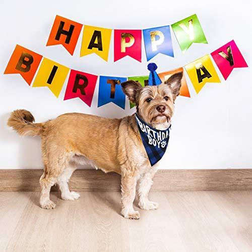 Hacraho 犬のバンダナと帽子 1セット 再利用可能な犬の誕生日の男の子バンダナと帽子 クラシックブルーチェック柄犬の誕生日バンダナのスカーフと S 2314 森本商店 通販 Yahoo ショッピング