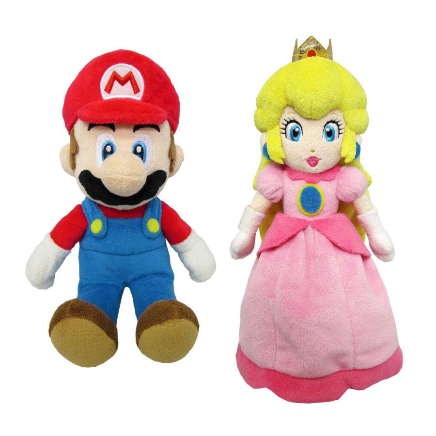 マリオ＆ピーチ姫(S) ぬいぐるみ 2種セット 【座高約18cm】 スーパー