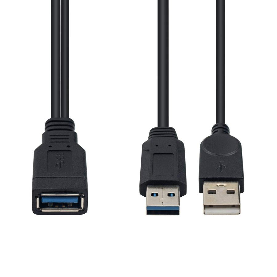 Duttek USB 3.0 二 股延長ケーブル、USB 3.0タイプAメスto デュアル USBオス充電Y延長ケーブル(片側のみ)充電用 30cm｜morimori117｜06