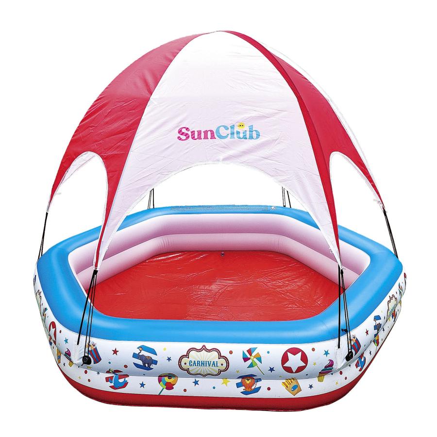 JILONG (ジーロン) サーカステントプール223×208×38cm(膨らましサイズ) 大型空気栓付/水抜き栓付 JL-685009 WH/BL/ | 