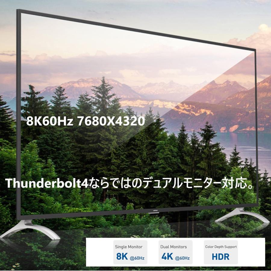 fine-R Thunderbolt4 サンダーボルト4 ケーブル 0.5M 100W 出力 8K 対応 40Gbps 高速データ転送 USB4 TY｜morimori117｜04