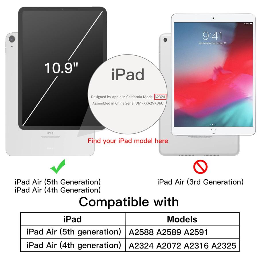 JEDirect iPad Air 5/4 ケース 10.9 インチ (第5/4世代、2022/2020モデル用) Pencil収納可能透明バックカバ｜morimori117｜02