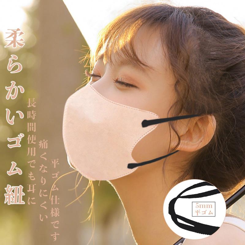 マスク 不織布 日本製 国産 立体 3d 個包装 30枚 夏用 息がしやすい 立体構造不織布マスク 普通サイズ 男女兼用 小顔 血色マスク おしゃれ