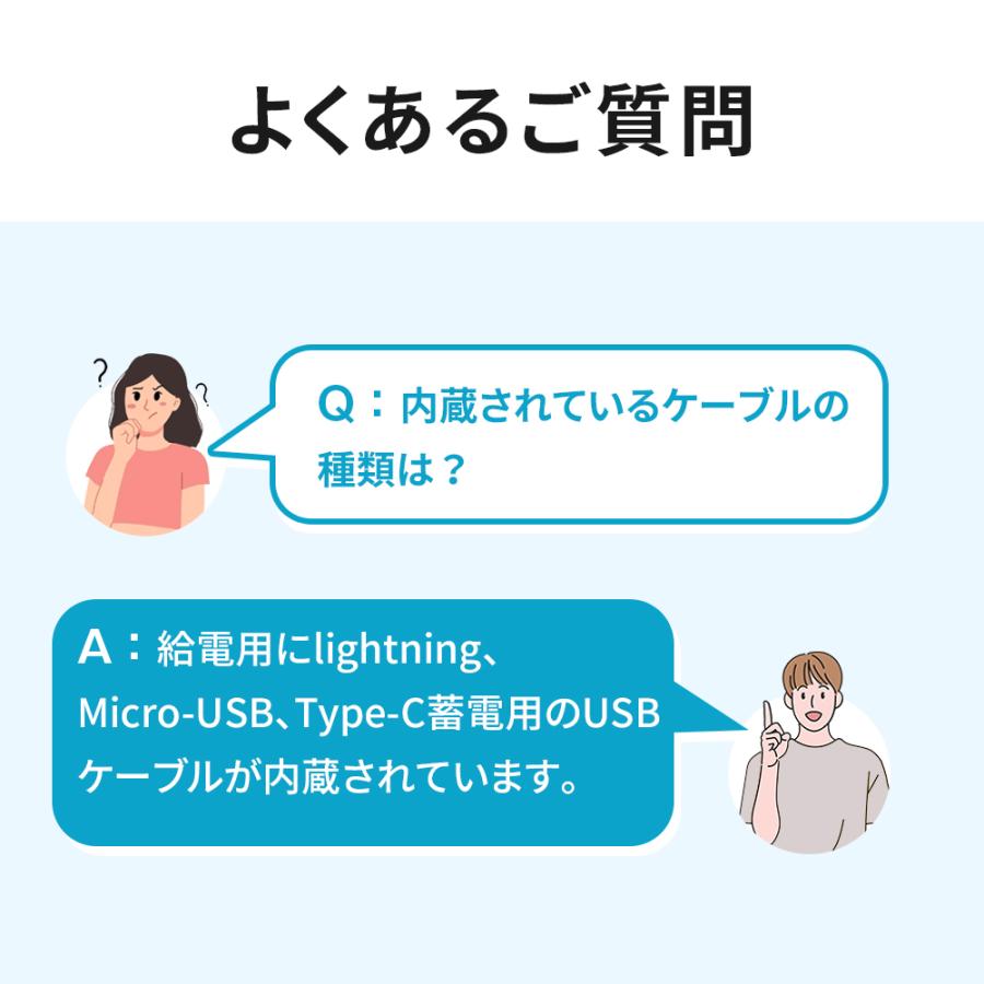 モバイルバッテリー 大容量 23600mAh PD22.5W 急速充電 Type-C出入力 4本ケーブル内蔵 軽量タイプc対応 残量表示 LEDライト 便利グッズ 旅行 出張 停電対策 | ブランド登録なし | 23