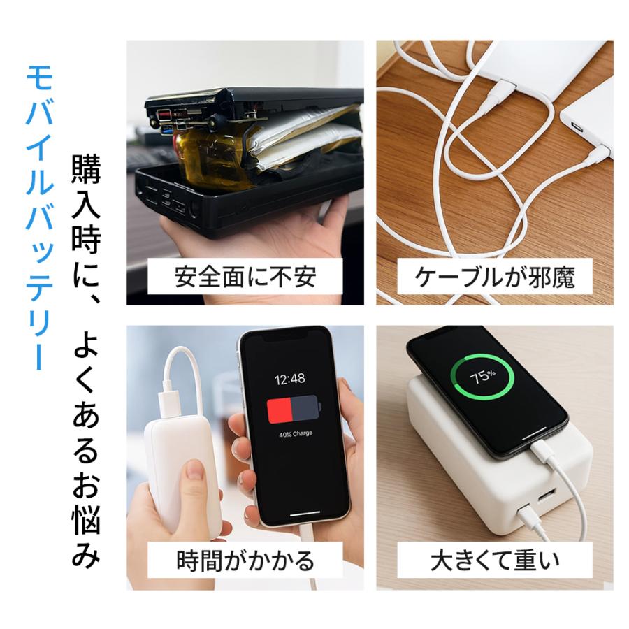 モバイルバッテリー 大容量 23600mAh PD22.5W 急速充電 Type-C出入力 4本ケーブル内蔵 軽量タイプc対応 残量表示 LEDライト 便利グッズ 旅行 出張 停電対策 | ブランド登録なし | 10