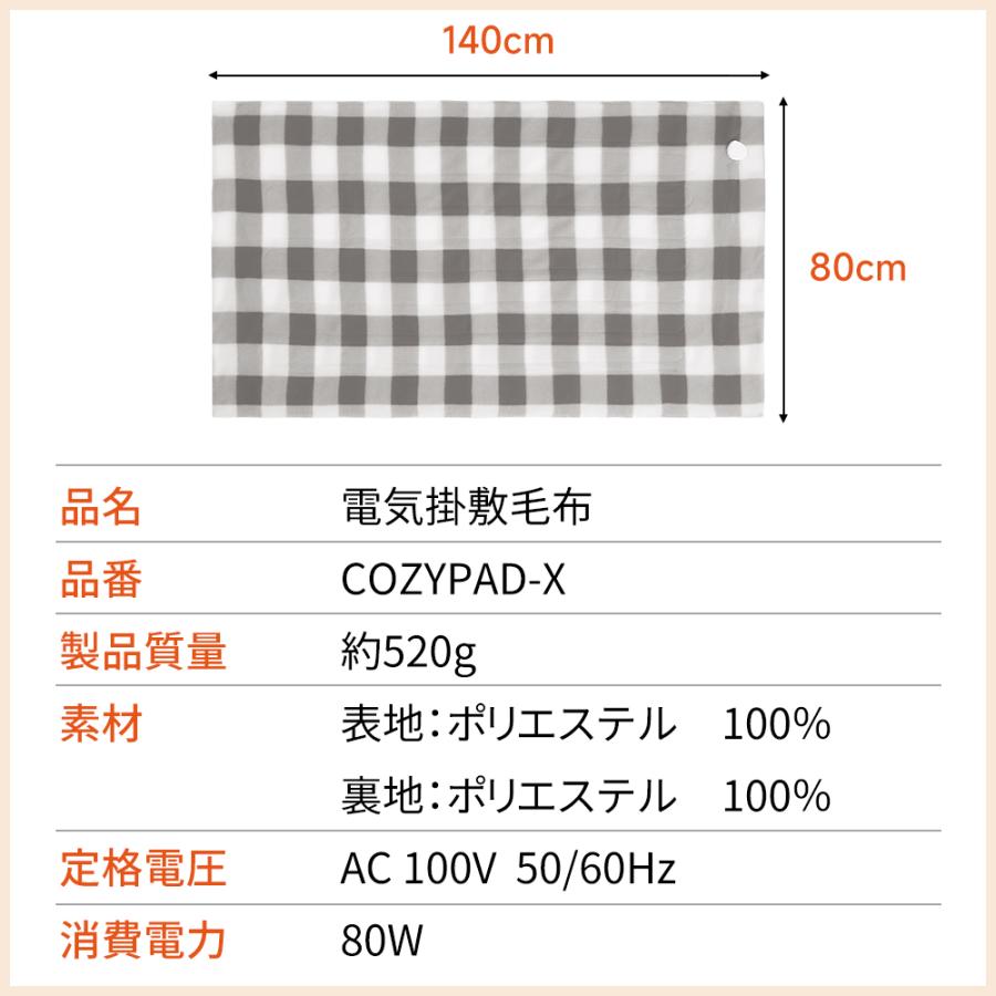 電気毛布 掛け敷き兼用 140x80cm 電気ブランケット 10段階温度調節 ヒーターブランクケット 洗える極軽設計 静電気防止 ダニ退治 抗菌 防臭 冷え予防 防寒対策 | ブランド登録なし | 24