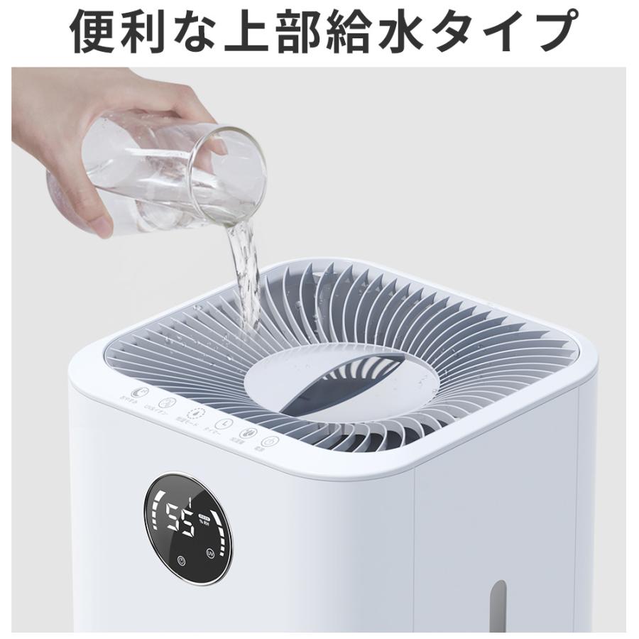 気化式加湿器 H602 4重除菌 4L大容量 4重空気浄化 自動湿度調整 UVライト Ag+イオン 酵素 マイナスイオン タイマー付き リモコン付き  水漏れ防止 冬｜morinet｜19