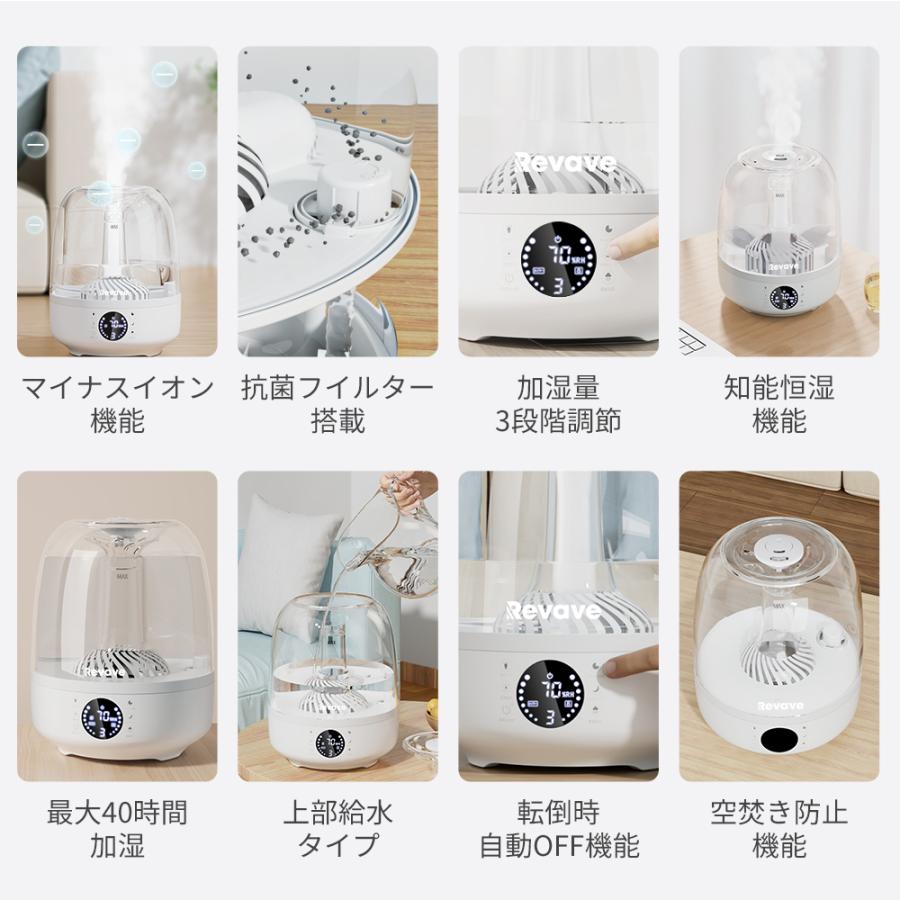 【在庫セール】超音波式加湿器 抗菌カートリッジ 最大40時間連続運転 アニオン アロマ対応 静音 省エネ 空焚き防止 転倒自動OFF 大容量 超音波 上部給水 卓上 冬 | ブランド登録なし | 02