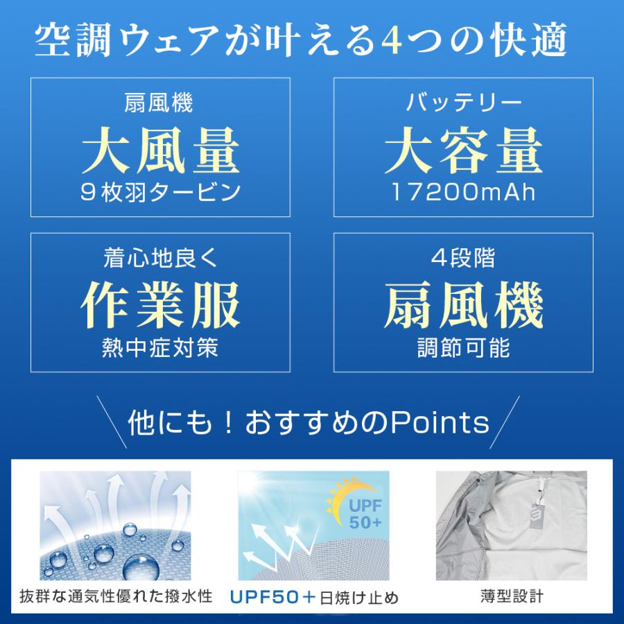 eMonk 空調ウェア CSX1 9枚羽強力ファン2個付き フルセット 冷却