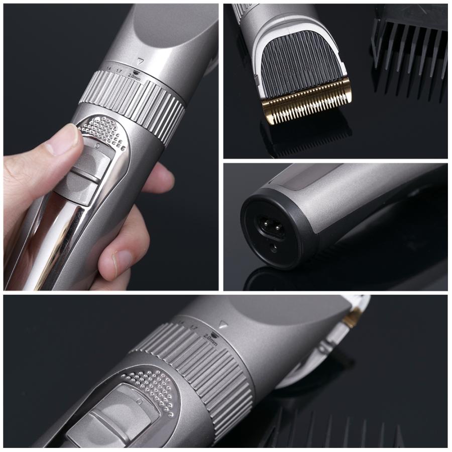 バリカン 散髪 ヘアカッター ヘアクリッパー 1200mAh LEDディスプレイ残量表示 4種 アタッチメント付き リミットコーム付き USB充電式 コードレス 防水 軽量 | GERCEO | 12