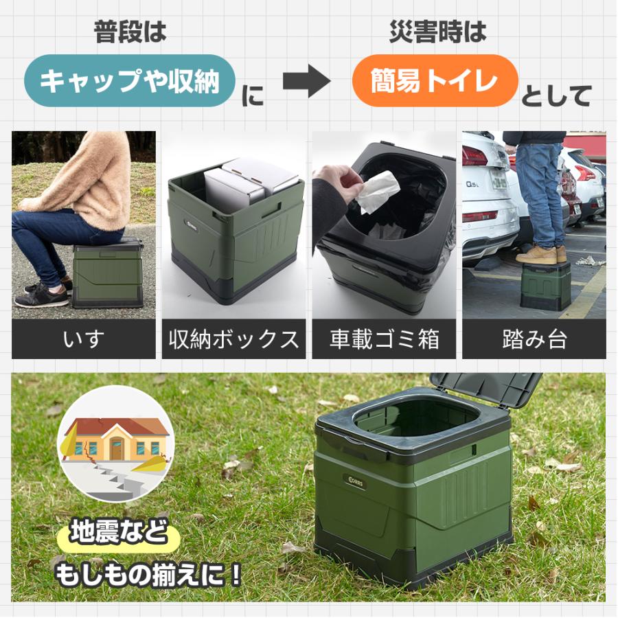 携帯トイレ グレー　簡易トイレ 非常用トイレ 折りたたみトイレ 防災グッズ CORRS 簡易トイレ 携帯トイレ 折りたたみ 便座 セット 防災グッズ 緊急