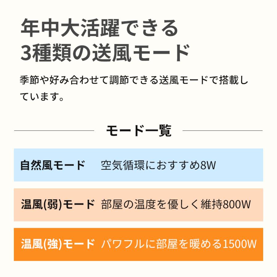 セラミックヒーター 2秒速暖 首振り 電気ヒーター 1500W 転倒OFF 省エネ 足元暖房 暖房器具 リモコン付き 操作簡単 おしゃれ 人感センサー オフィス 即暖 | Revave | 10