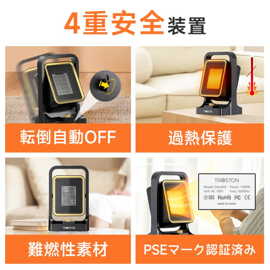 セラミックファンヒーター 2秒速暖 省エネ 静音 転倒OFF/過熱保護機能搭載 風力/角度調節可能 卓上 コンパクト＆パワフル 暖房用具 トイレ/オフィス/寝室兼用 | ブランド登録なし | 12