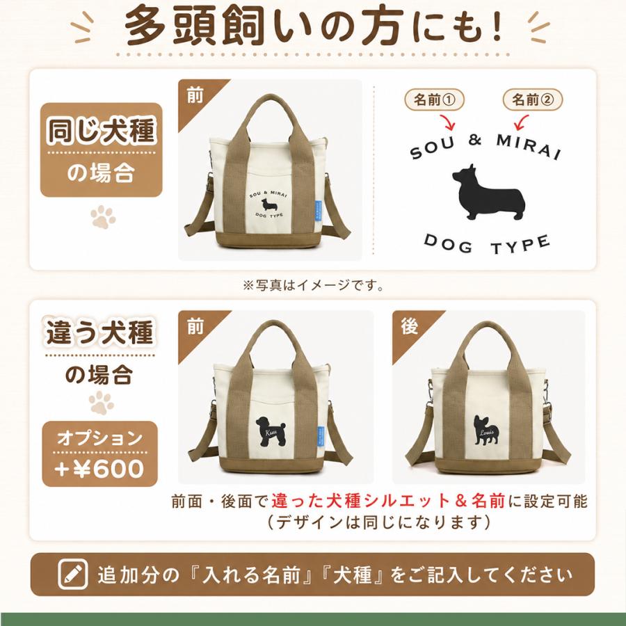 散歩バッグ 犬 名入れ ショルダー お散歩 かわいい キャンバス 小さめ