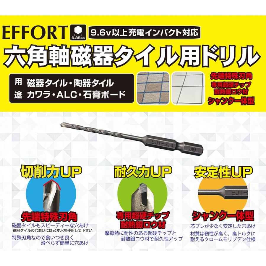 Effort エホート 六角軸磁器タイル用ドリル 3 8mm Ejt 3 8 Effort Ejt38 森の道具屋さん 通販 Yahoo ショッピング